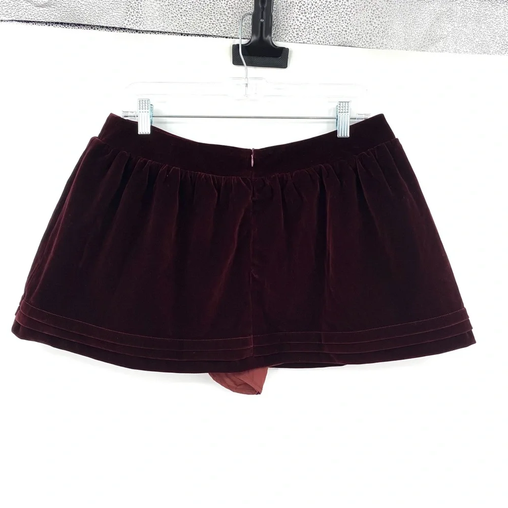 Cider Low‎ Rise Layered Skort Women’s Large Skater Shirt Velvet Dark Burgundy
